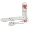Power Strip - 6 Way Gang Socket, White, 5m